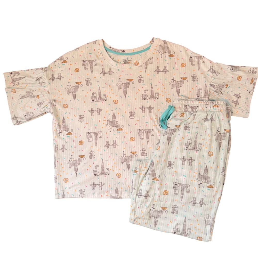 Cuddl Duds Super Soft & Cozy Cityscape 2 Piece Pajamas (LG) Pants Tee Summer - Picture 12 of 12